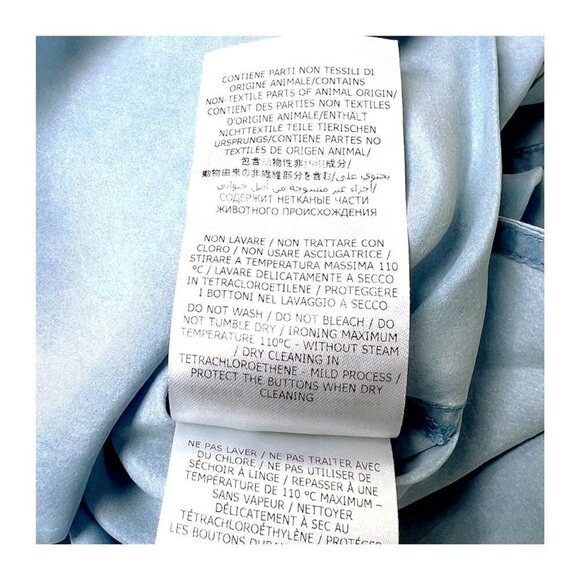 Stella McCartney Womens Blue Silk Collared Long Sleeve Button Blouse Sz 10 New - Picture 12 of 13